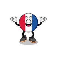 caricatura de la bandera de francia buscando con gesto feliz vector