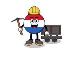 Mascot Illustration of netherlands flag miner vector