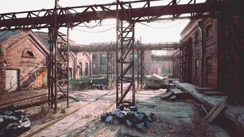 Old abandoned industrial buildings at factory photo