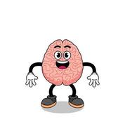 brain cartoon with surprised gesture vector