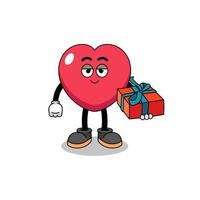 love mascot illustration giving a gift vector