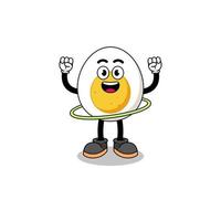 Character Illustration of boiled egg playing hula hoop vector