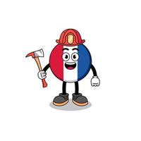 Cartoon mascot of france flag firefighter vector