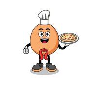 Illustration of egg as an italian chef vector