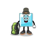 Illustration of ice block mascot as a hiker vector