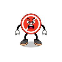 stop sign cartoon illustration with angry expression vector