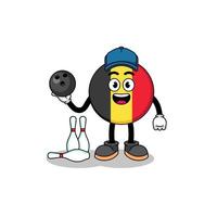 Mascot of belgium flag as a bowling player vector