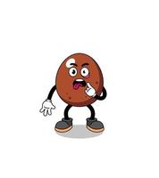 Character Illustration of chocolate egg with tongue sticking out vector