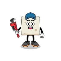 tofu illustration cartoon as a plumber vector