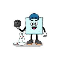 Mascot of sugar cube as a bowling player vector