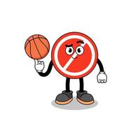 ilustración de señal de stop como jugador de baloncesto vector