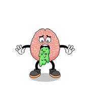 brain mascot cartoon vomiting vector