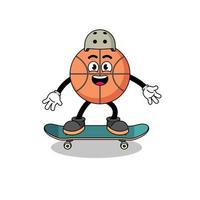 mascota de baloncesto jugando una patineta vector