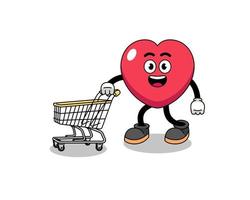 caricatura de amor sosteniendo un carrito de compras