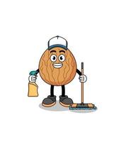 Character mascot of almond as a cleaning services vector