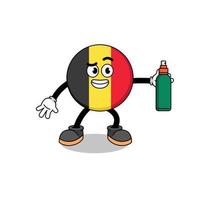 belgium flag illustration cartoon holding mosquito repellent vector