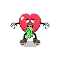 love mascot cartoon vomiting vector