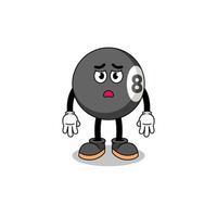 billiard ball cartoon illustration with sad face vector