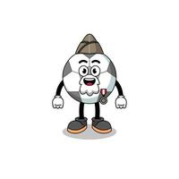 Character cartoon of soccer ball as a veteran vector