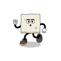 running tofu mascot illustration vector