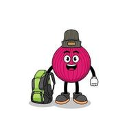 Illustration of onion red mascot as a hiker vector