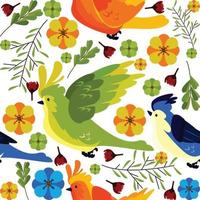 Spring Bird Seamless Pattern Concept vector