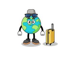 earth mascot doing vacation vector