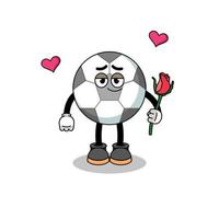 mascota del balón de fútbol enamorándose vector