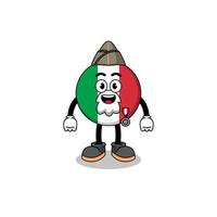 Character cartoon of italy flag as a veteran vector