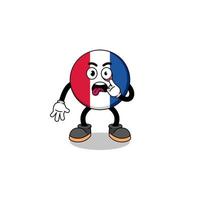 ilustración de personaje de la bandera de francia con la lengua fuera vector