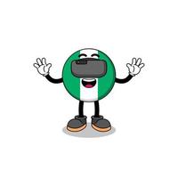 Illustration of nigeria flag with a vr headset vector