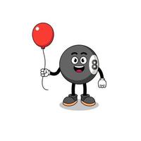 Cartoon of billiard ball holding a balloon vector