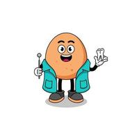 Illustration of egg mascot as a dentist vector