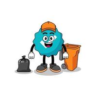 Illustration of verified sign cartoon as a garbage collector vector