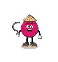 Illustration of onion red as an asian farmer vector