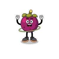 Character Illustration of mangosteen playing hula hoop vector