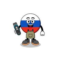 Cartoon Illustration of russia flag as a barber man vector