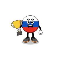 Cartoon mascot of russia flag holding a trophy vector