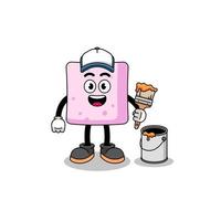 Character mascot of marshmallow as a painter vector