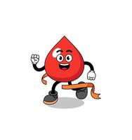 Mascot cartoon of blood running on finish line vector