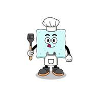 ilustración de mascota del chef de terrón de azúcar vector