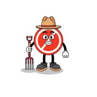 Cartoon mascot of stop sign farmer vector