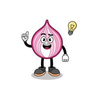 sliced onion cartoon with get an idea pose vector