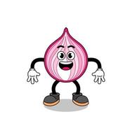 sliced onion cartoon with surprised gesture vector