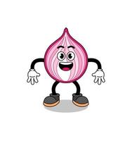 sliced onion cartoon with surprised gesture vector