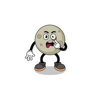 Character Illustration of moon with tongue sticking out vector