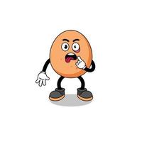 Character Illustration of egg with tongue sticking out vector