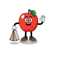 dibujos animados de compras de manzana vector