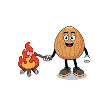 Illustration of almond burning a marshmallow vector