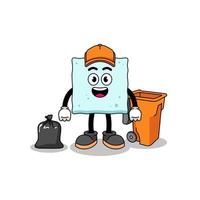 Illustration of sugar cube cartoon as a garbage collector vector